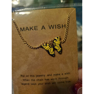 Butterfly Necklace, Yellow, Jewelry